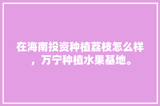 在海南投资种植荔枝怎么样，万宁种植水果基地。 在海南投资种植荔枝怎么样，万宁种植水果基地。 土壤施肥