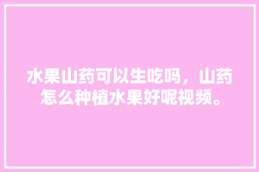 水果山药可以生吃吗，山药怎么种植水果好呢视频。 水果山药可以生吃吗，山药怎么种植水果好呢视频。 畜牧养殖