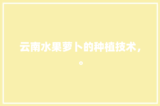 云南水果萝卜的种植技术，。 云南水果萝卜的种植技术，。 畜牧养殖