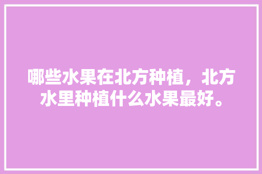 哪些水果在北方种植，北方水里种植什么水果最好。 哪些水果在北方种植，北方水里种植什么水果最好。 水果种植