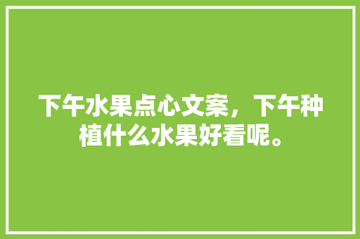 下午水果点心文案，下午种植什么水果好看呢。 下午水果点心文案，下午种植什么水果好看呢。 土壤施肥