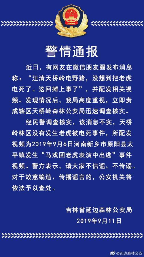 网传“延边天桥岭电死老虎视频”，森警辟谣：该地区没有发生此事件，所配发视频为“马戏团老虎出逃”视频。你怎么看，水果黑老虎种植视频教程。 网传“延边天桥岭电死老虎视频”，森警辟谣：该地区没有发生此事件，所配发视频为“马戏团老虎出逃”视频。你怎么看，水果黑老虎种植视频教程。 蔬菜种植